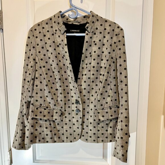 Lane Bryant Polka Dot Houndstooth Check Blazer. - Picture 2 of 11